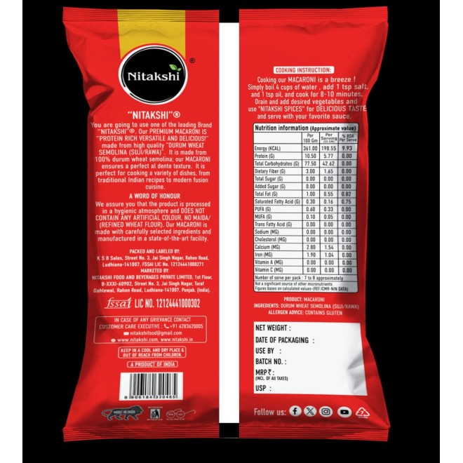 NITAKSHI MACARONI 400GM